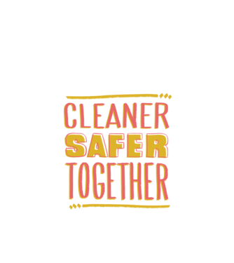Cleaner Safer Together model alb pe tricou
