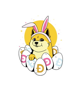 Dogecoin Paște model alb pe tricou