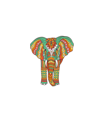 Mandala Elefant model alb pe tricou