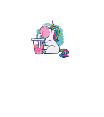 Unicorn Bubble Tea model alb pe tricou