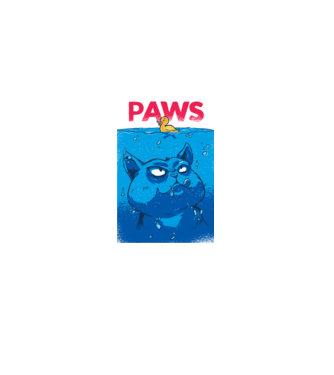 Paws Pisică la atac model negru pe tricou