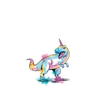 Unicornsaurus - Dinozaur Unicorn model alb pe tricou