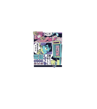 Anime Vaporwave benzi desenate model alb pe tricou