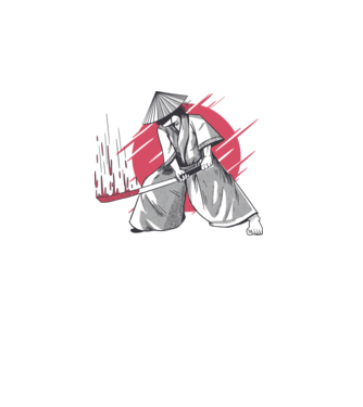 Sabie de samurai model alb pe tricou