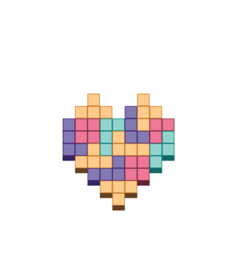 Inimă Tetris model alb pe tricou