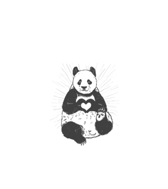 Inimă panda model verde de măr pe tricou
