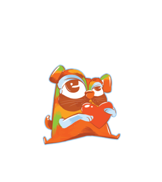 Mops colorat model turcoaz pe tricou