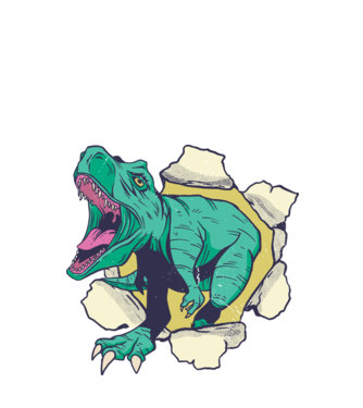 T-rex 3D model negru pe tricou