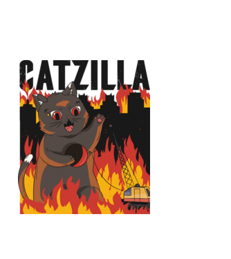 Anime Catzilla model albastru deschis pe tricou