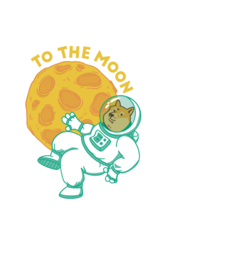 Dogecoin to the moon model negru pe tricou