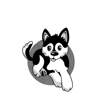 Câine Pomsky model alb pe tricou