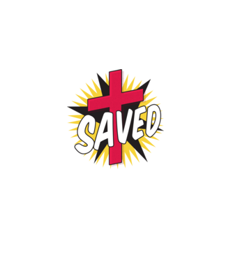 Saved Isus Cruce model alb pe tricou