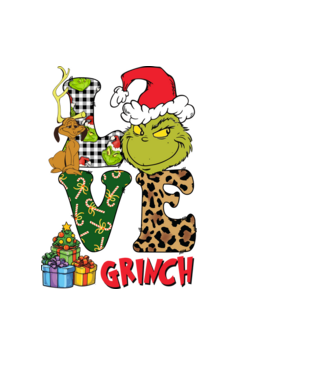 Love Grinch model negru pe tricou