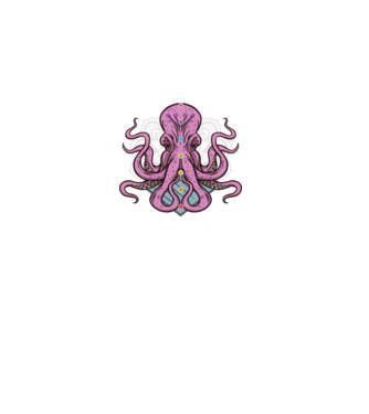 Yoga Octopus model negru pe tricou