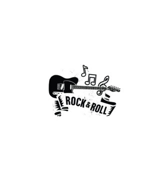Rock & Roll chitară model negru pe tricou