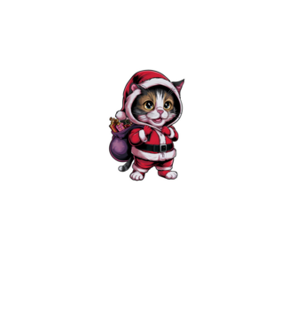 Santa Cat model negru pe tricou