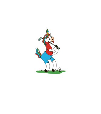 Unicorn jucător de golf model roz deschis pe tricou