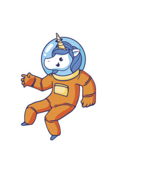 Unicorn Astronaut model negru pe tricou