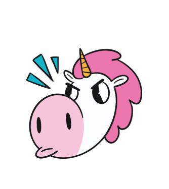 Unicorn supărat model alb pe tricou