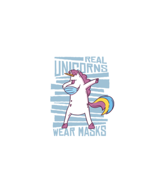 Unicorn DAB Mască model albastru închis pe tricou