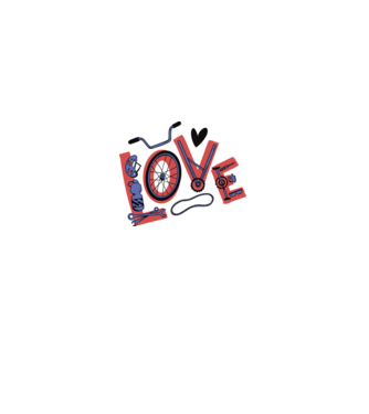 Love Bicicletă model alb pe tricou