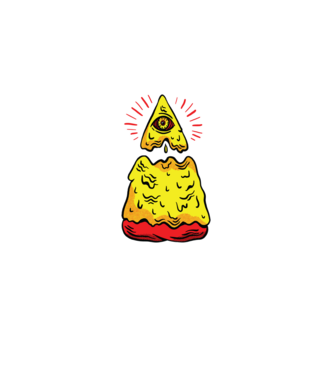 Illuminati Pizza model  pe tricou