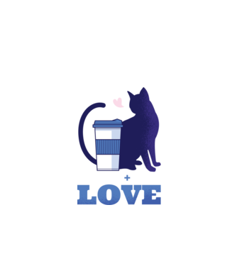 Cafea + Pisici = dragoste model negru pe tricou