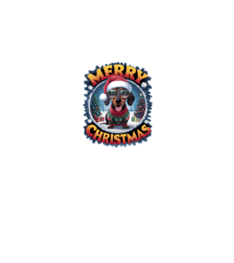 Merry Christmas Teckel model alb pe tricou