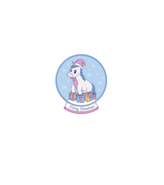 Glob de zăpadă drăguț, de Crăciun, cu Unicorn model negru pe tricou