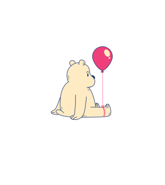 Teddy Drăguț cu Balon model roz deschis pe tricou