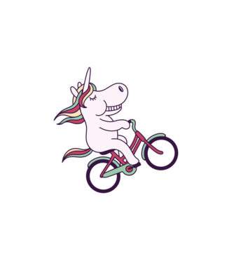 unicorn cu bicicletă model alb pe tricou