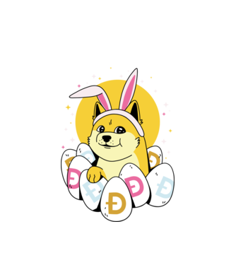 Dogecoin Paște model alb pe tricou