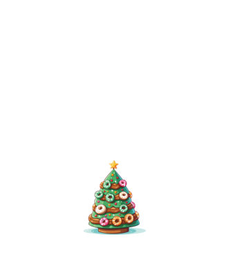Doughnut pom de Crăciun model negru pe tricou