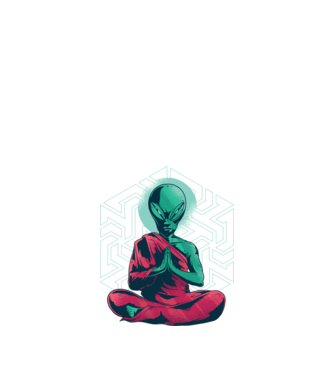 Meditație Alien model negru pe tricou