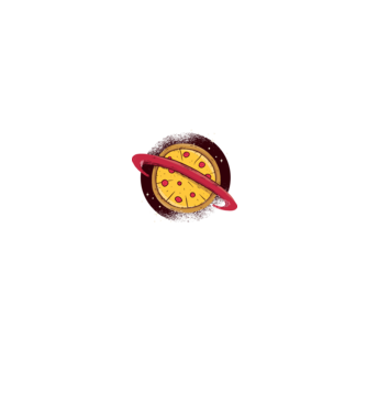 Pizza Planetă model alb/roșu pe tricou