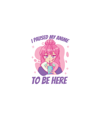 I paused my Anime to be here model albastru închis pe tricou