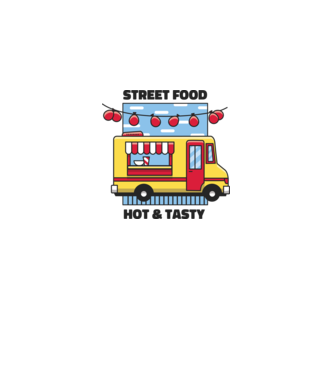 Foodtruck model albastru regal pe tricou
