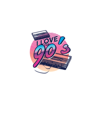 I love the 90s Casetă model albastru deschis pe tricou