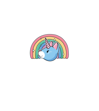 Pisică Unicorn model albastru închis pe tricou