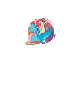 Unicorn pe rechin model negru pe tricou