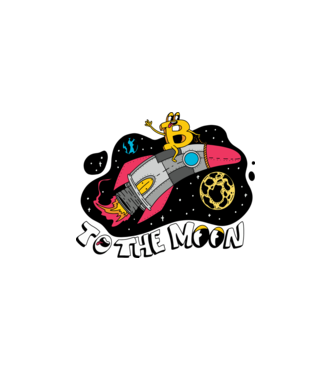 Bitcoin to the moon model alb pe tricou