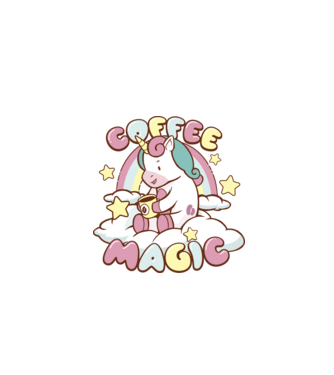 Cafea Magică Unicorn model negru pe tricou