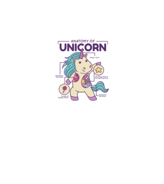 Unicorn Anatomie model alb pe tricou