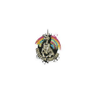 Schelet unicorn model alb pe tricou