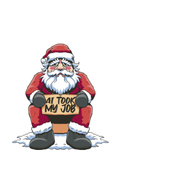 AI took my job Santa model negru pe tricou