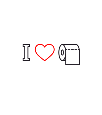 I love hârtie igienică model alb pe tricou