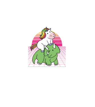 Unicorn pe dinozaur retro model albastru închis pe tricou