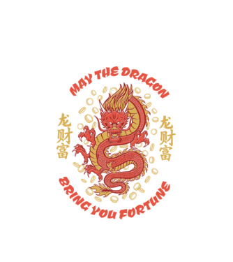 Dragon chinezesc norocos model alb pe tricou