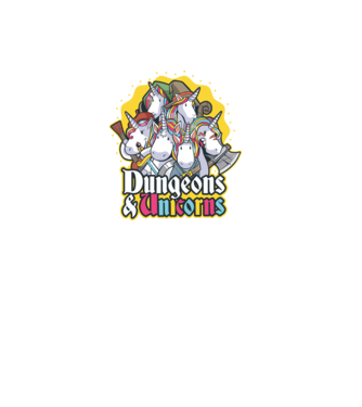 Dungeons and Unicorns model mov pe tricou