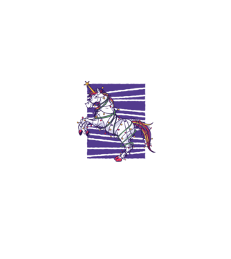 Unicorn pom de Crăciun model alb/roșu pe tricou